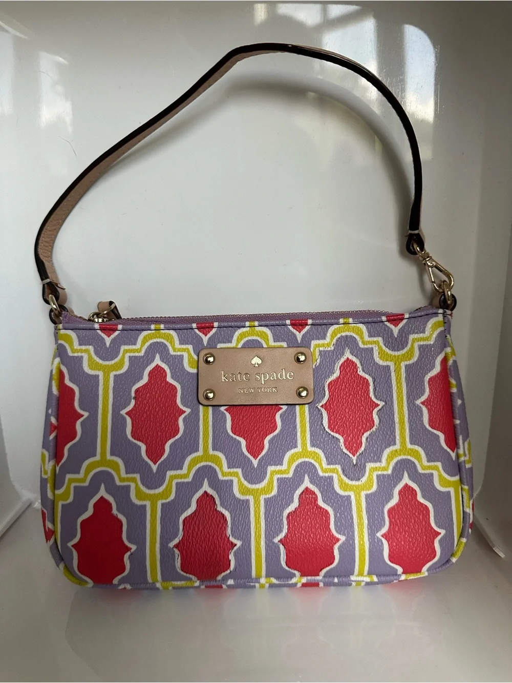 kate spade Purple, Coral & Yellow Patterned Wristlet